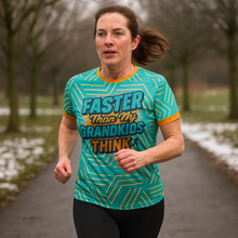 Load image into Gallery viewer, Faster Than Grandkids Funny Technical Running T-Shirt - Unisex