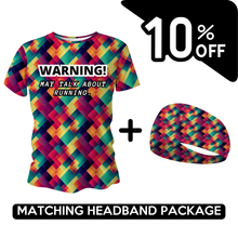 Load image into Gallery viewer, BUNDLE - Warning May Talk About Running T-Shirt & Headband