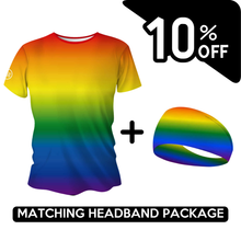 Load image into Gallery viewer, BUNDLE - Rainbow Running T-Shirt & Headband