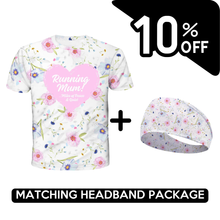 Load image into Gallery viewer, BUNDLE - Mums Miles of Peace Running T-Shirt & Headband