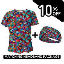 Load image into Gallery viewer, BUNDLE - Mosaic Funky Running T-Shirt & Headband