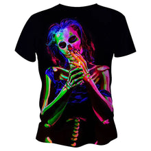 Load image into Gallery viewer, Neon Skeleton Halloween Technical Running T-Shirt - Unisex