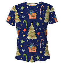 Load image into Gallery viewer, Navy Christmas Tree Technical Running T-Shirt - Unisex