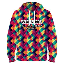 Load image into Gallery viewer, Warning: May Talk About Running Funny Technical Sports Running Hoodie - Unisex