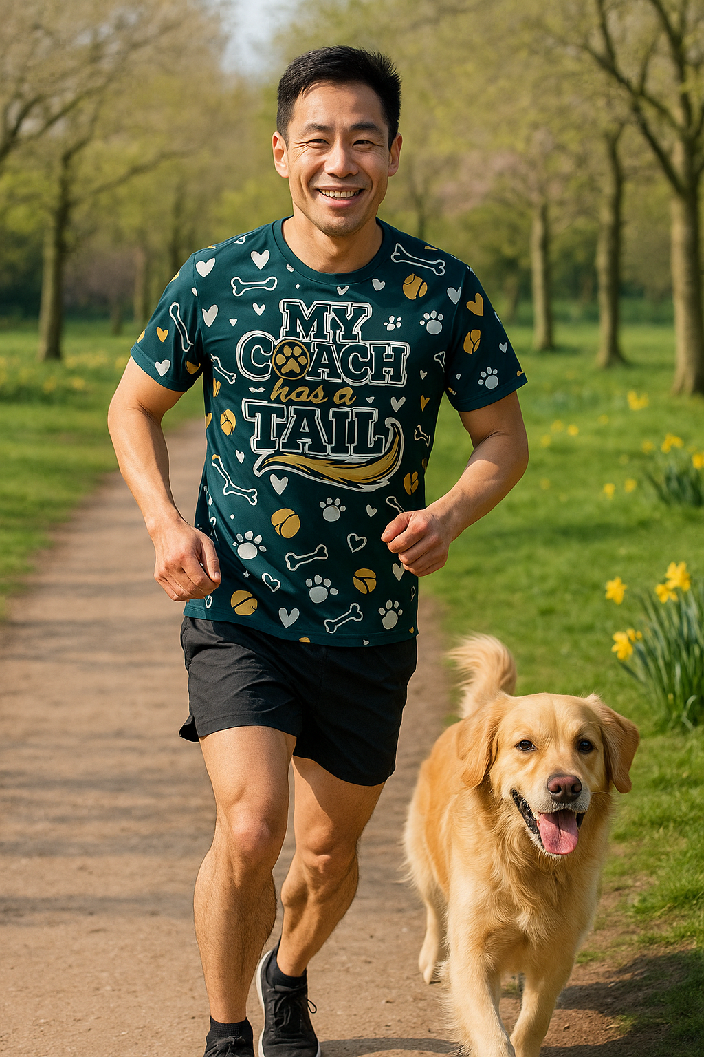 My Coach Has A Tail Dogs Funny Technical Running T-Shirt - Unisex