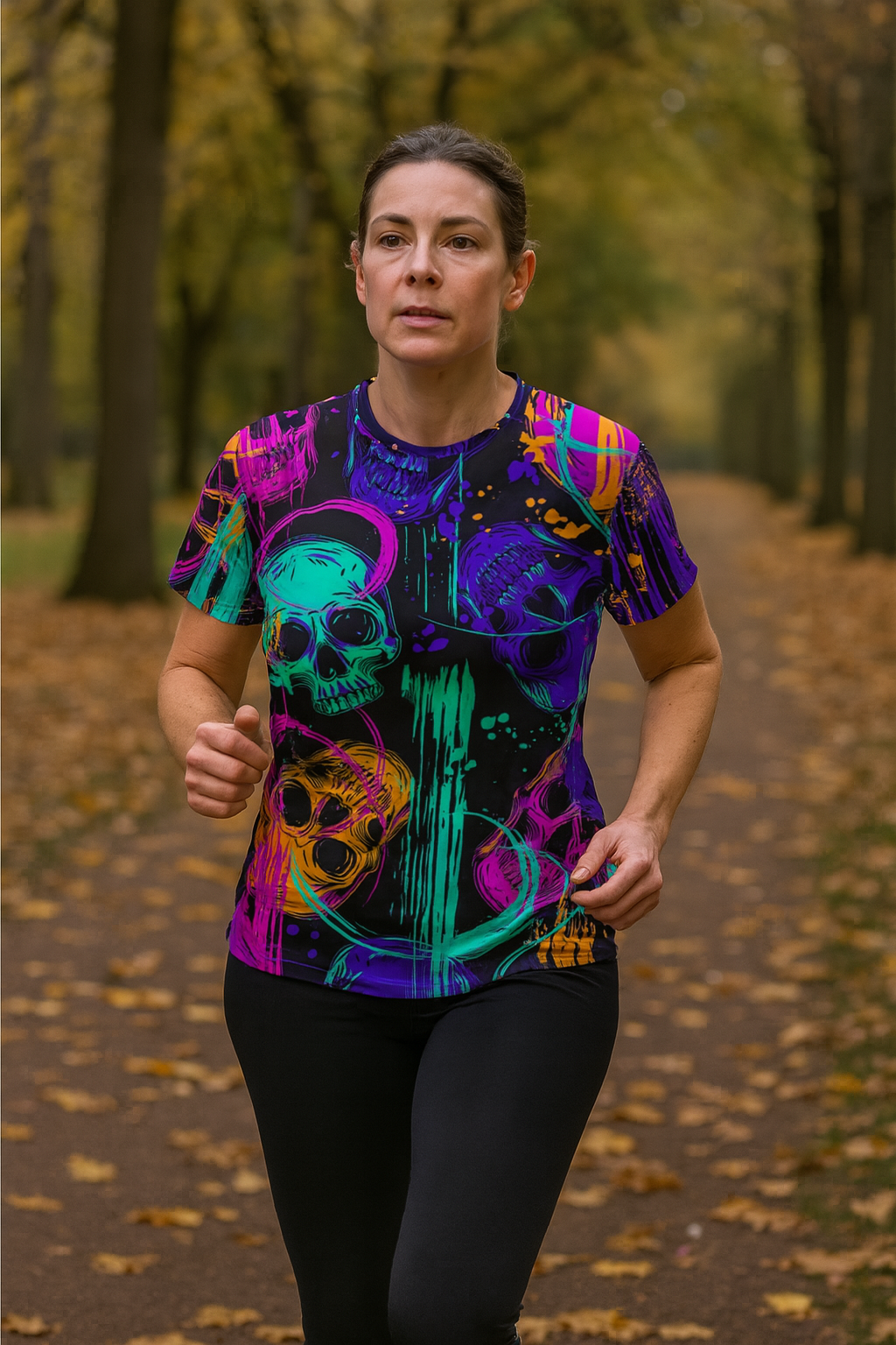 Graffiti Skulls Halloween Technical Running T-Shirt - Unisex