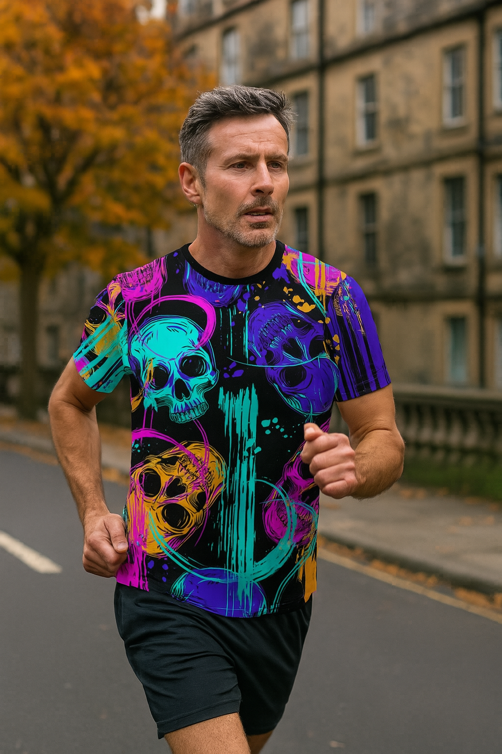 Graffiti Skulls Halloween Technical Running T-Shirt - Unisex