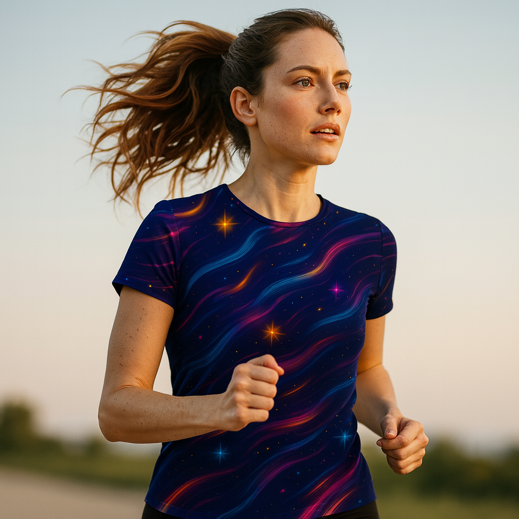 Cosmic Waves Funky Technical Running T-Shirt - Unisex