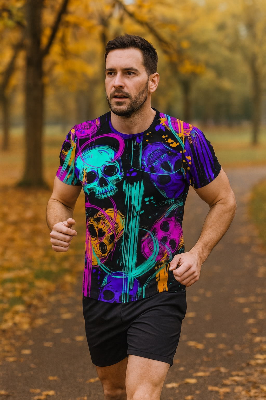 Graffiti Skulls Halloween Technical Running T-Shirt - Unisex