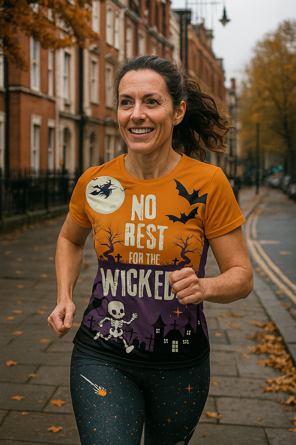 No Rest For The Wicked Halloween Technical Funny Running T-Shirt - Unisex
