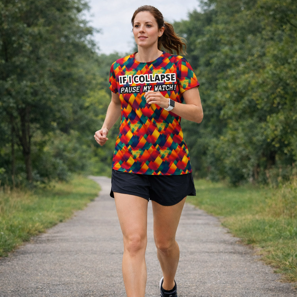 Funny Slogan “If I Collapse Pause My Watch” Technical Running T-Shirt - Unisex