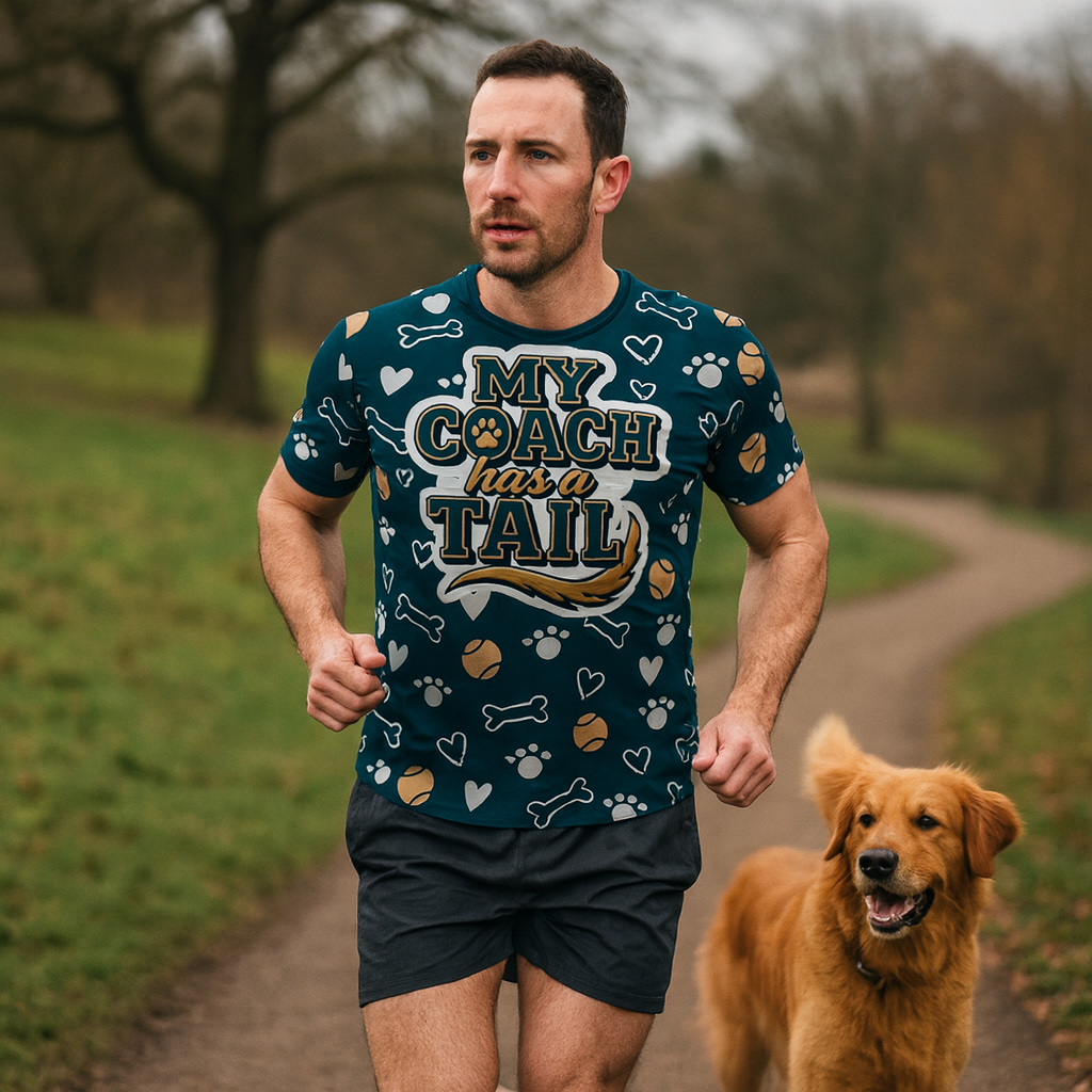 My Coach Has A Tail Dogs Funny Technical Running T-Shirt - Unisex