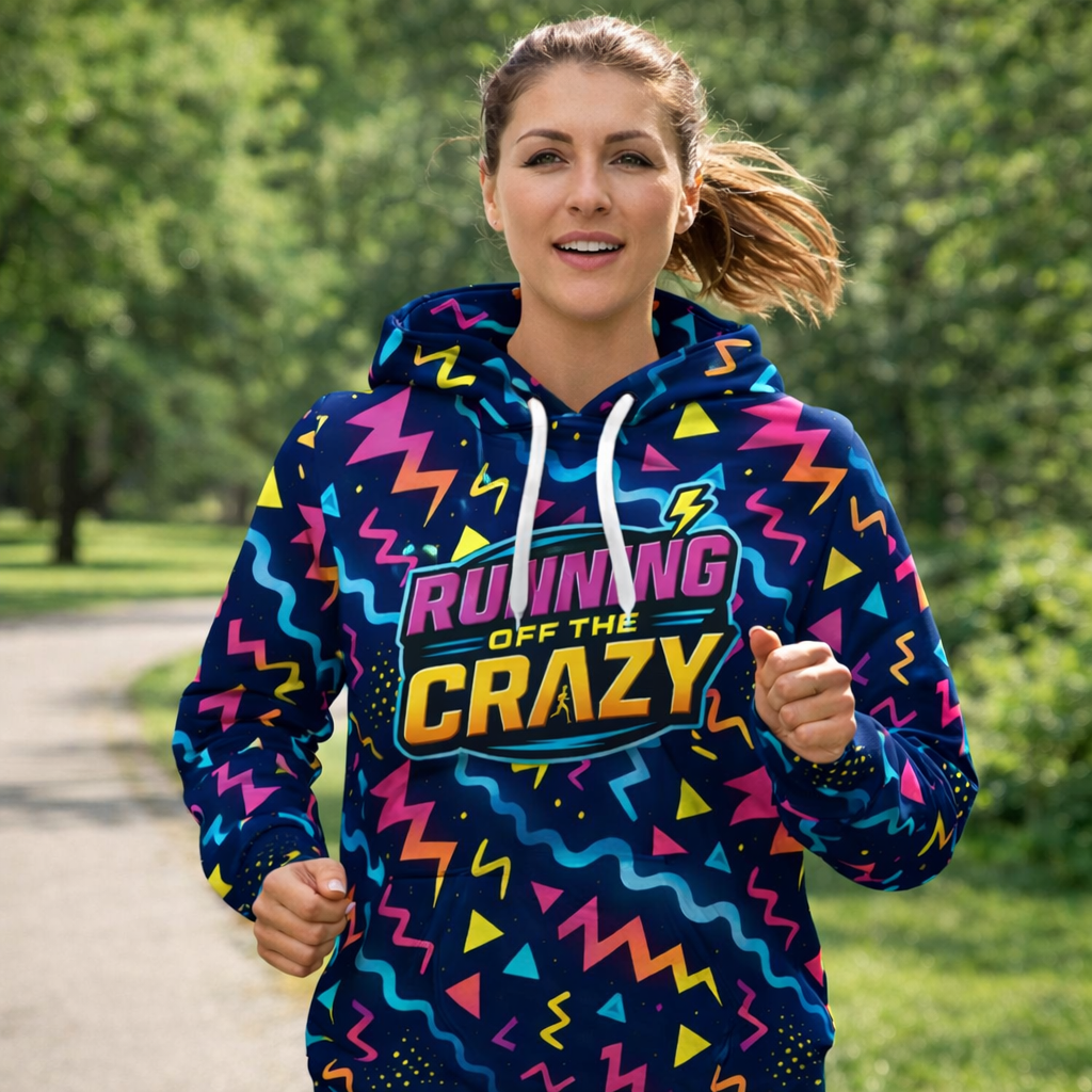 Running Off The Crazy Funny Funky Technical Sports Running Hoodie - Unisex