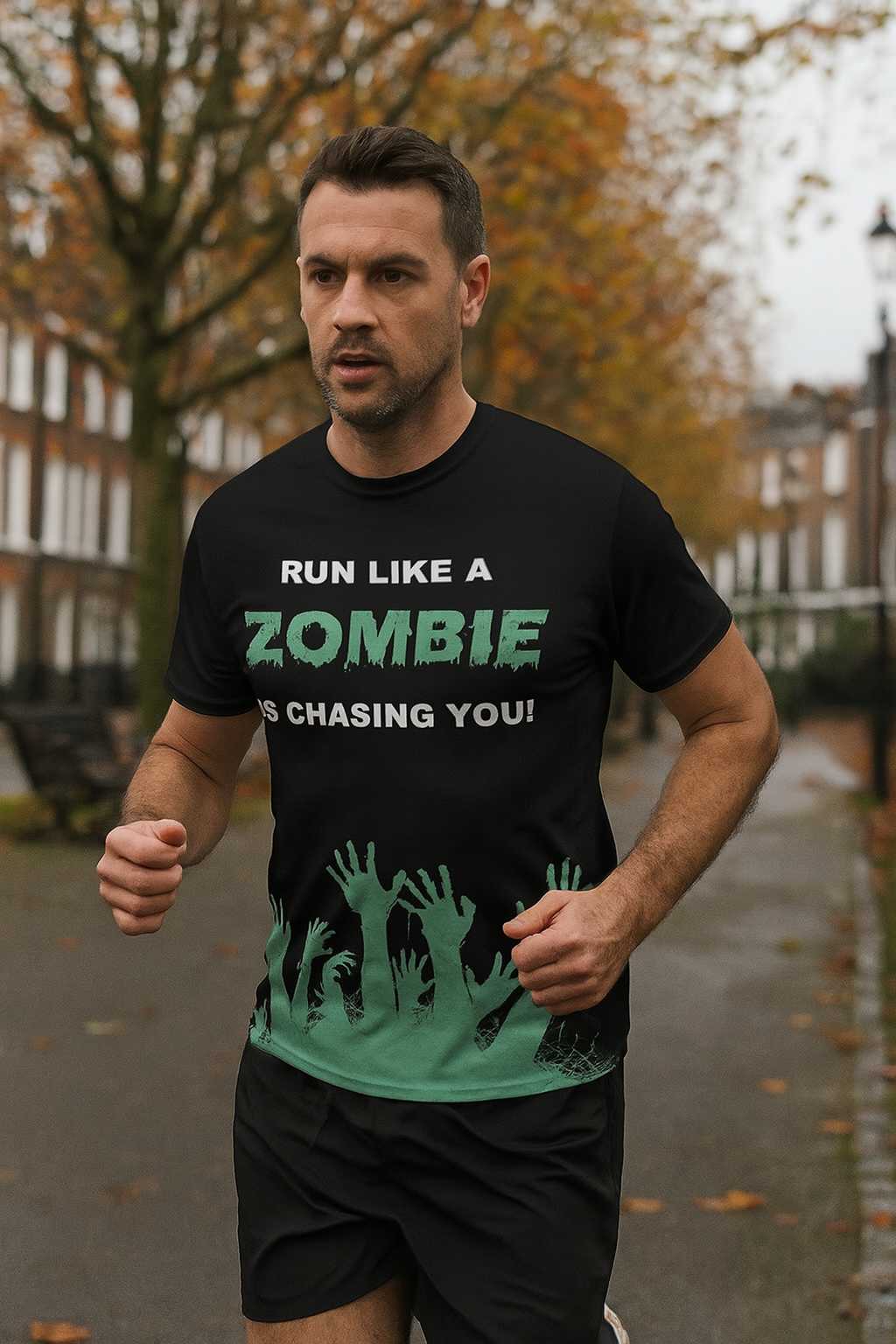 Run Like A Zombie Is Chasing You Halloween Funny Technical Running T-Shirt - Unisex