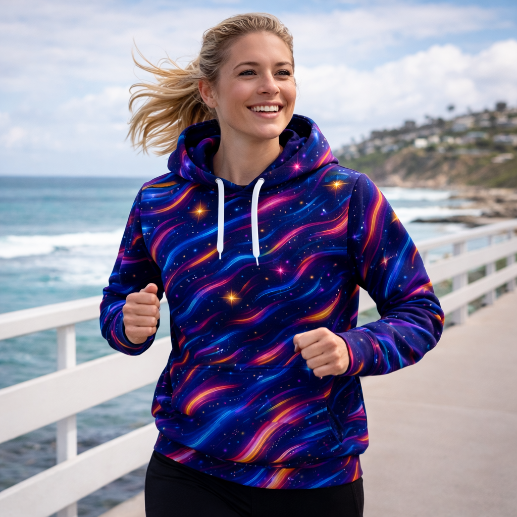 Cosmic Waves Funky Technical Sports Running Hoodie - Unisex