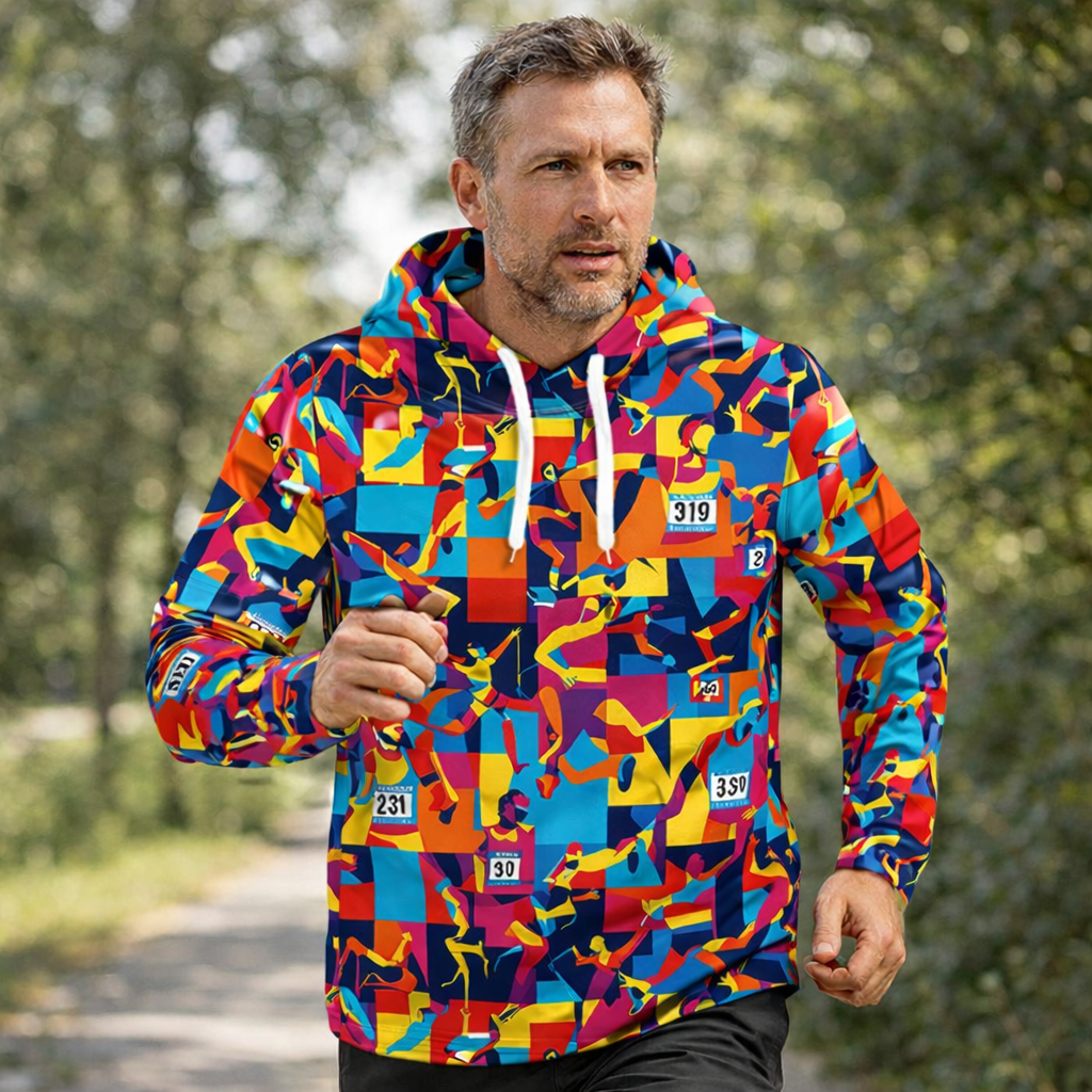 Marathon Pop Art Funky Technical Sports Running Hoodie - Unisex