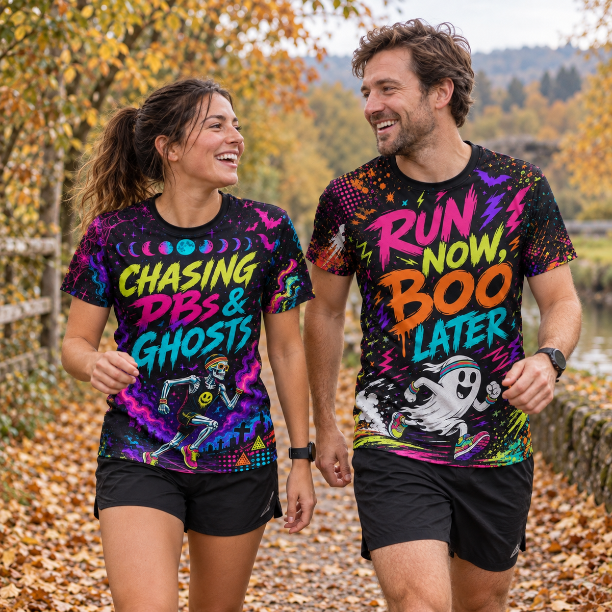 Run Now Boo Later Halloween Funny Technical Running T-Shirt - Unisex