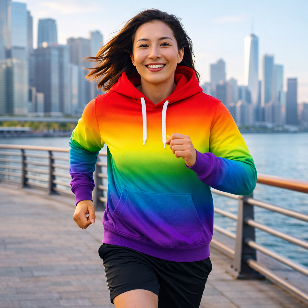 Rainbow Funky Technical Sports Running Hoodie - Unisex