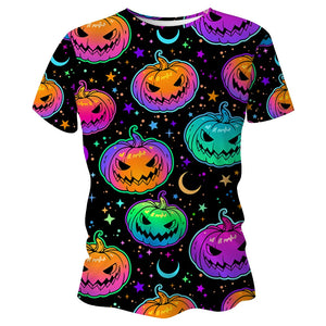 Neon Pumpkin Halloween Technical Running T-Shirt - Unisex