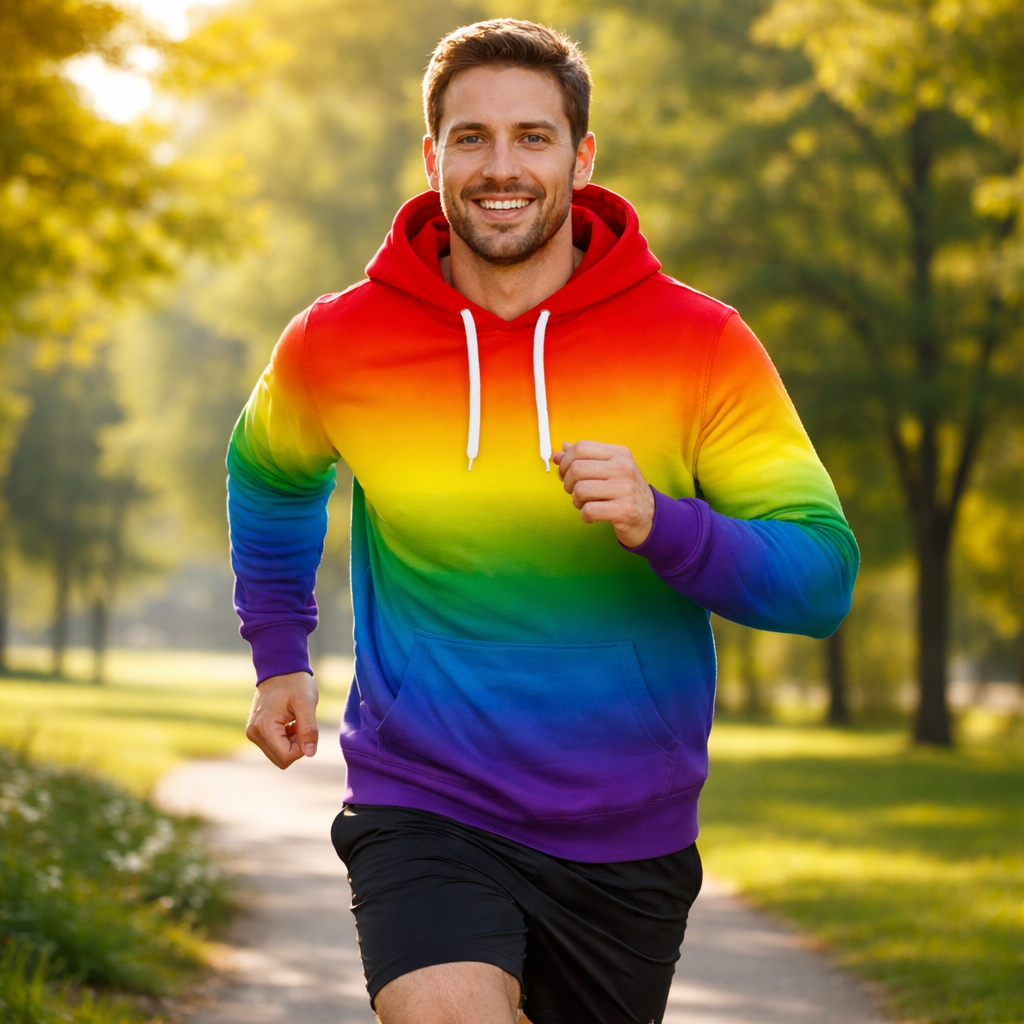 Rainbow Funky Technical Sports Running Hoodie - Unisex