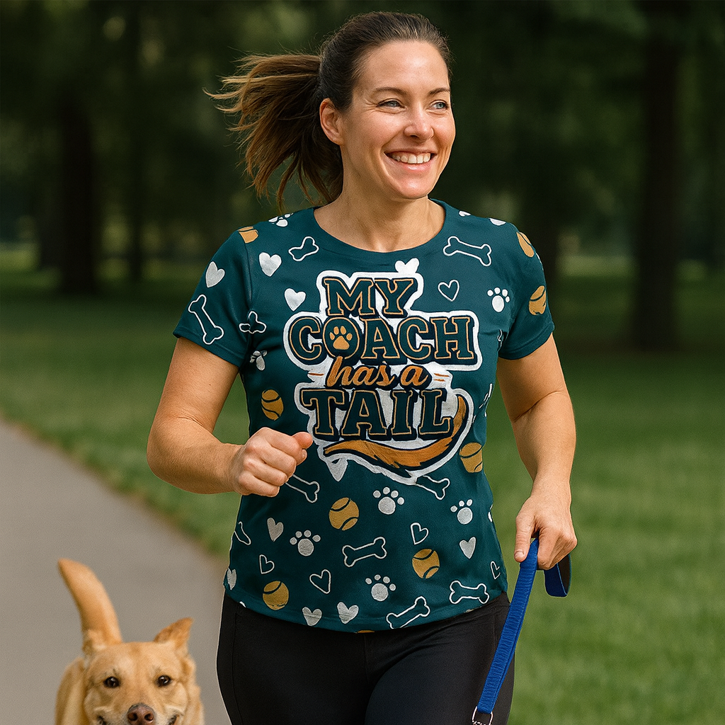 My Coach Has A Tail Dogs Funny Technical Running T-Shirt - Unisex