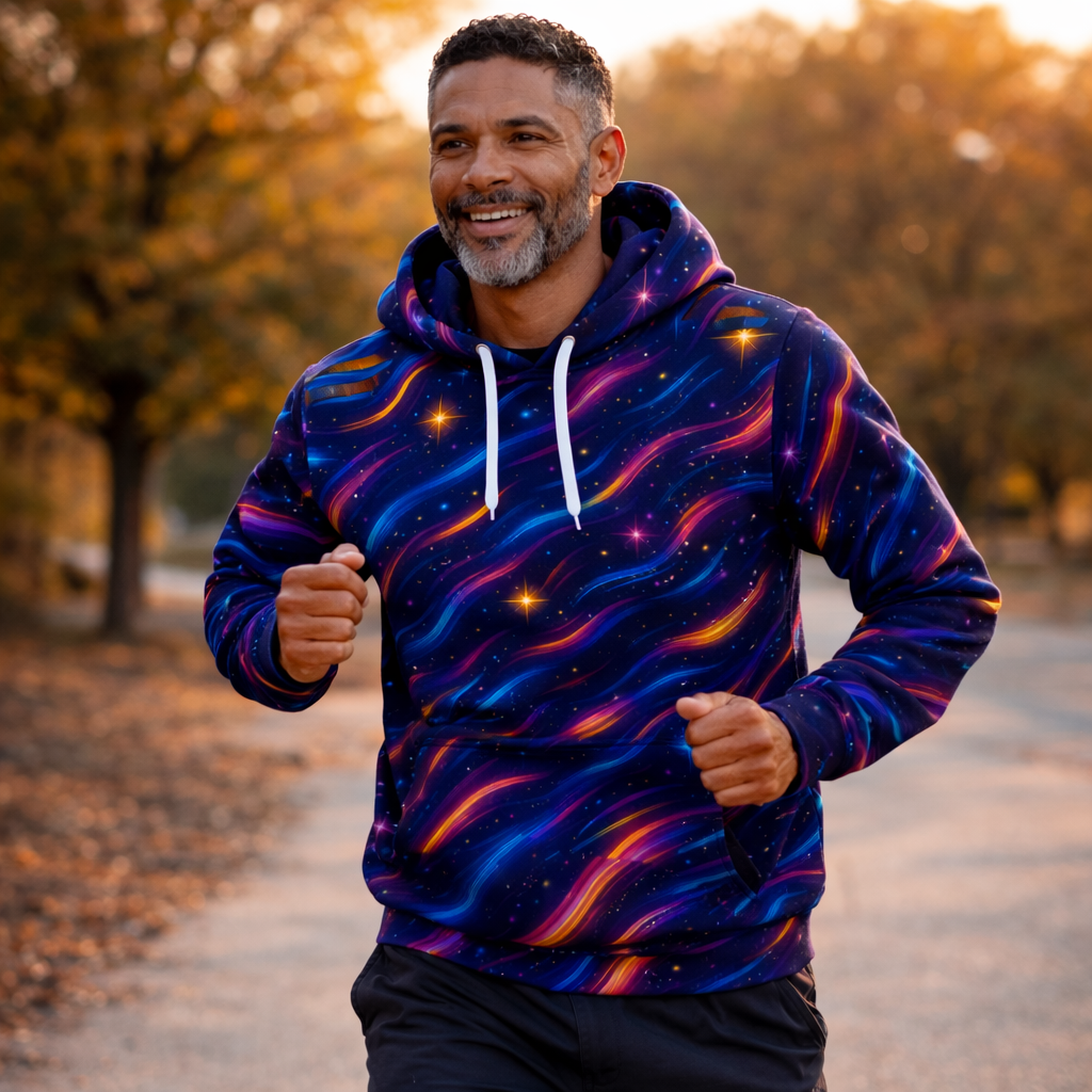 Cosmic Waves Funky Technical Sports Running Hoodie - Unisex