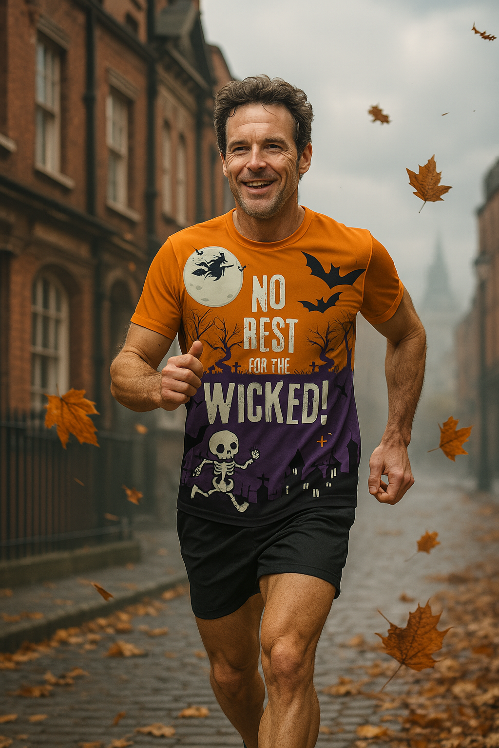 No Rest For The Wicked Halloween Technical Funny Running T-Shirt - Unisex