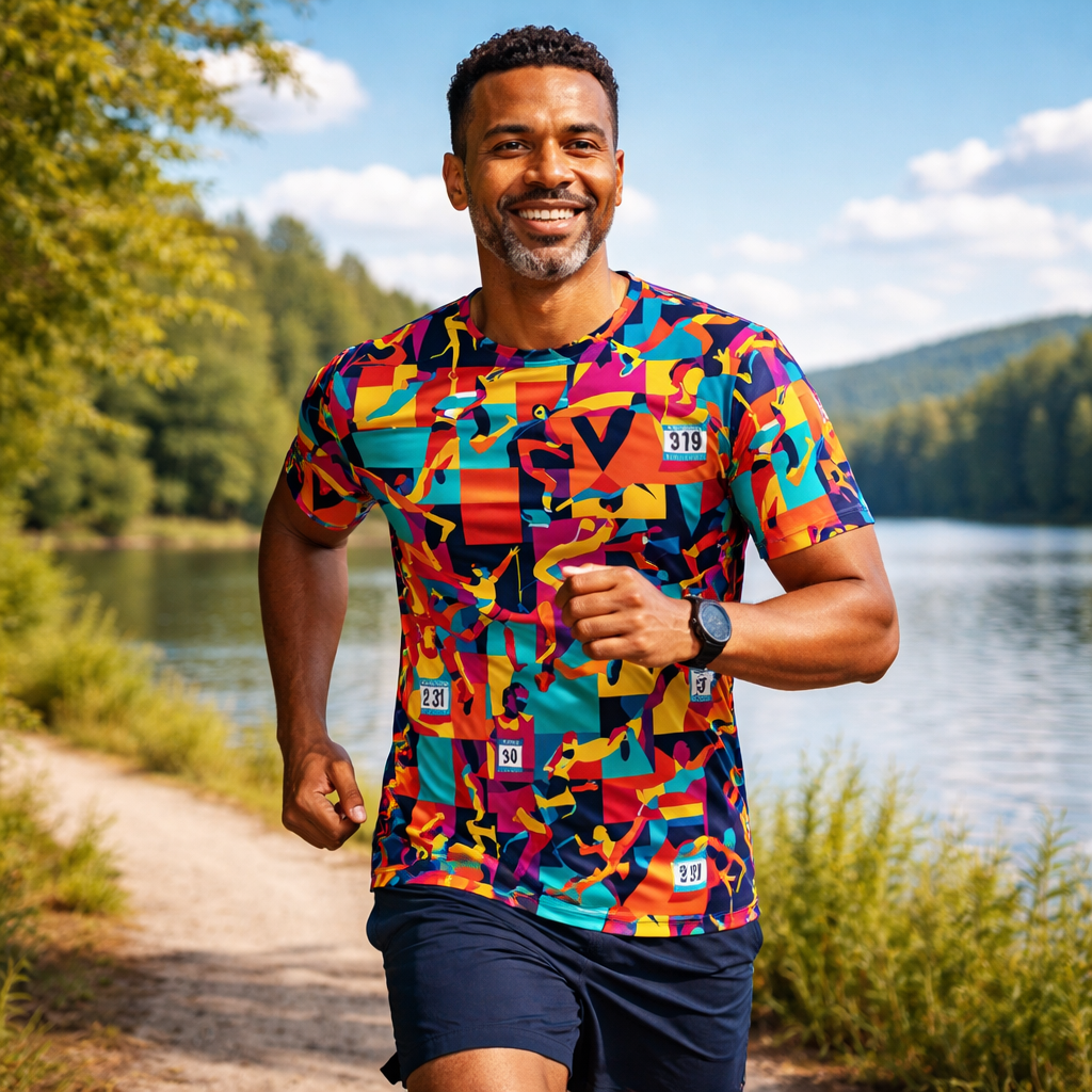 Marathon Pop Art Funky Technical Running T-Shirt - Unisex