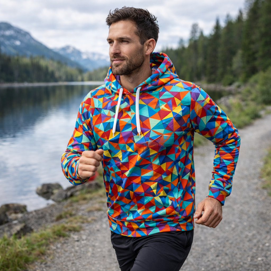 Mosaic Funky Technical Sports Running Hoodie - Unisex