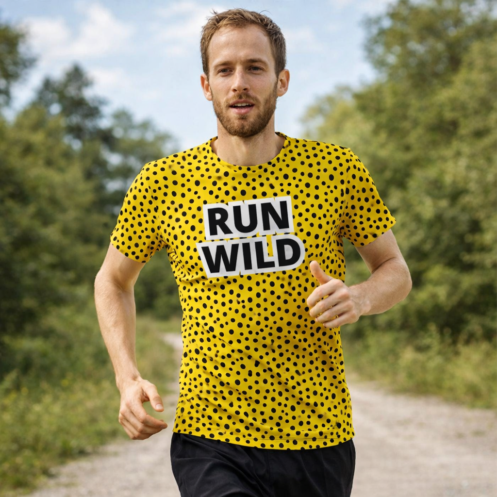 Run Wild Leopard Print Funky Technical Running T-Shirt - Unisex