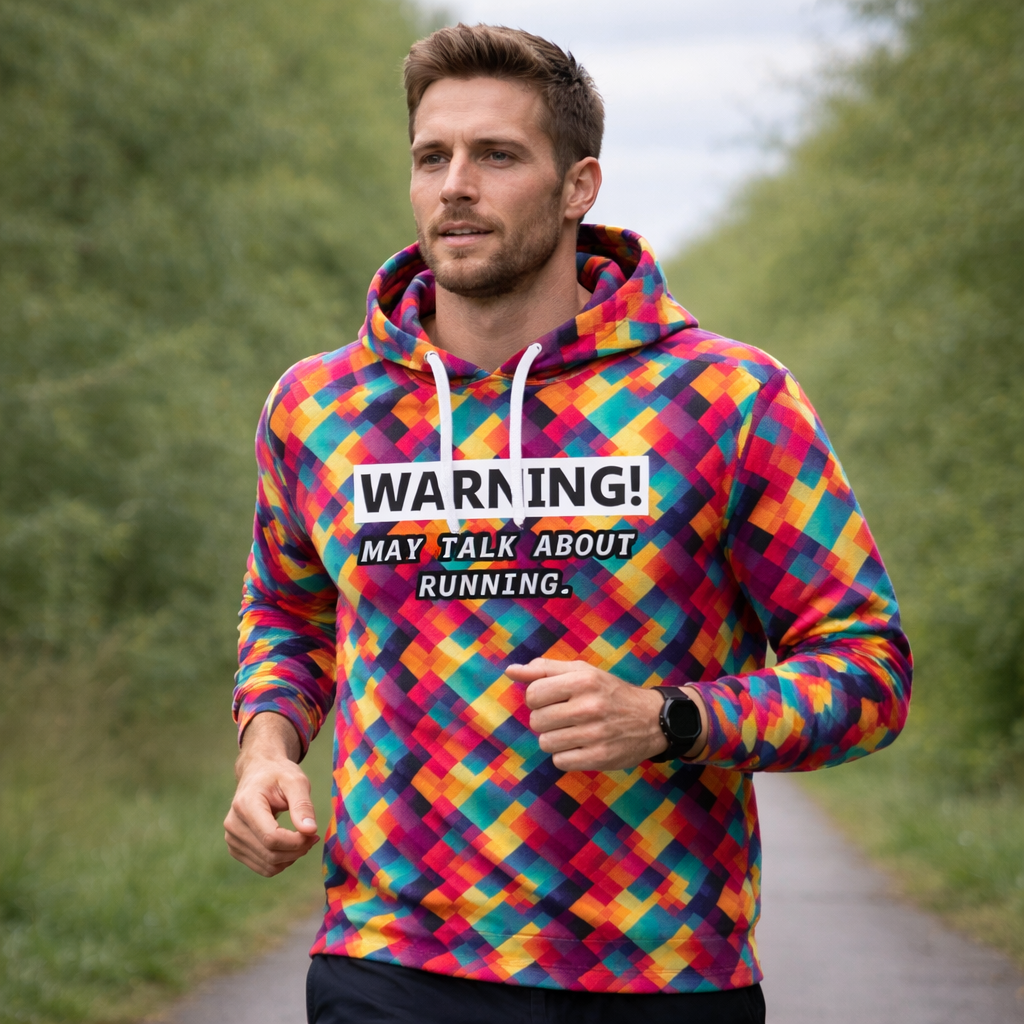 Warning: May Talk About Running Funny Technical Sports Running Hoodie - Unisex