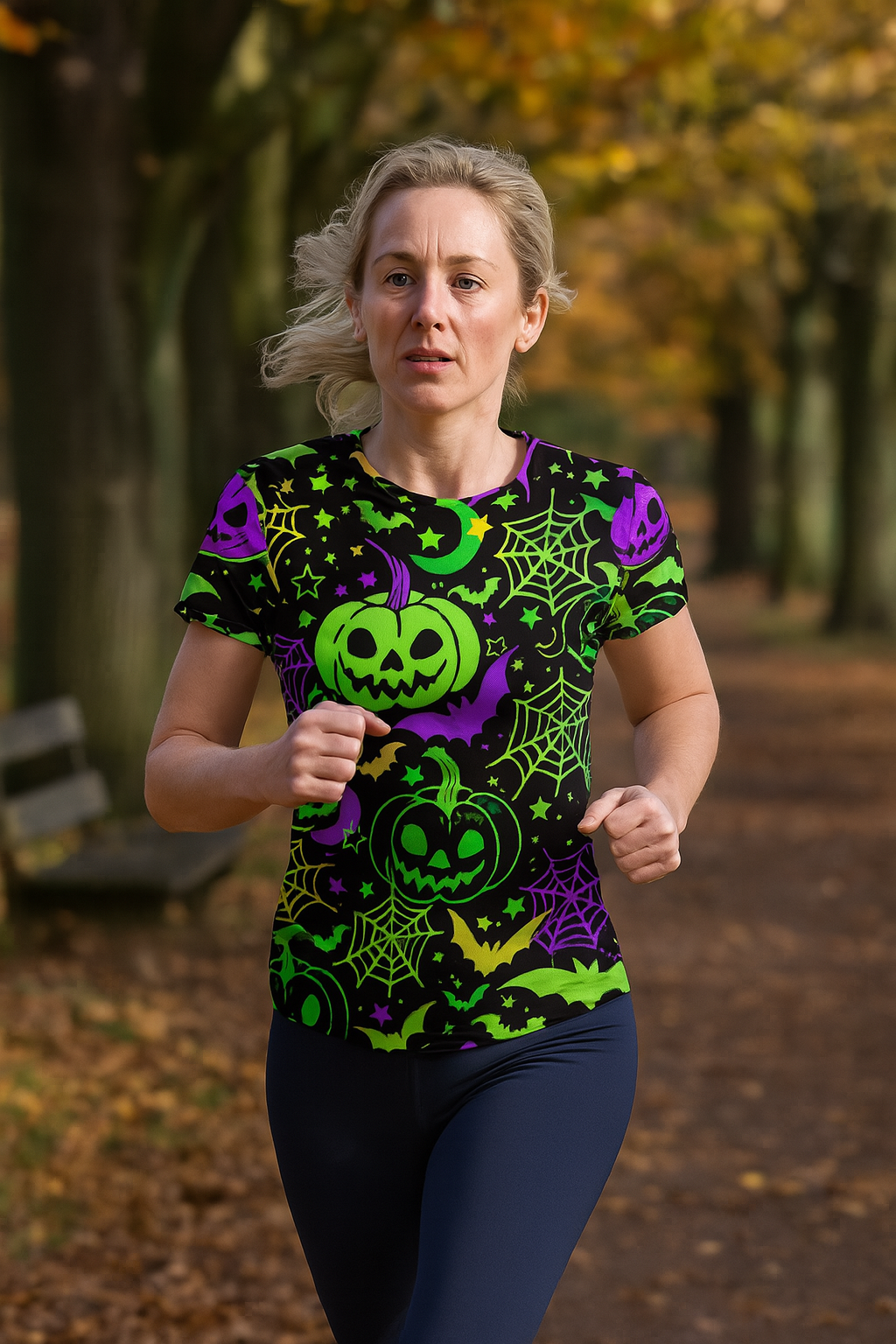 Jack-O-Glow Pumpkin Halloween Technical Running T-Shirt - Unisex