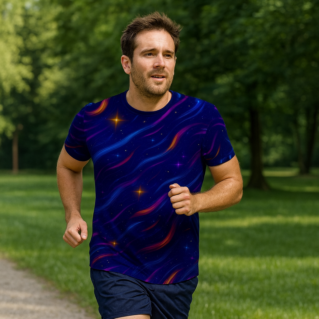 Cosmic Waves Funky Technical Running T-Shirt - Unisex