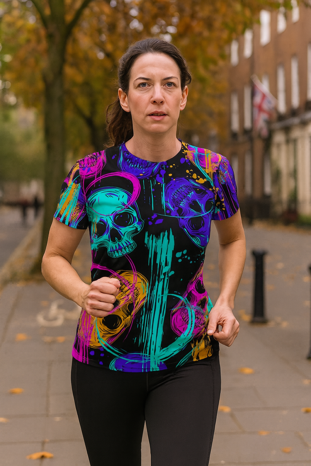 Graffiti Skulls Halloween Technical Running T-Shirt - Unisex