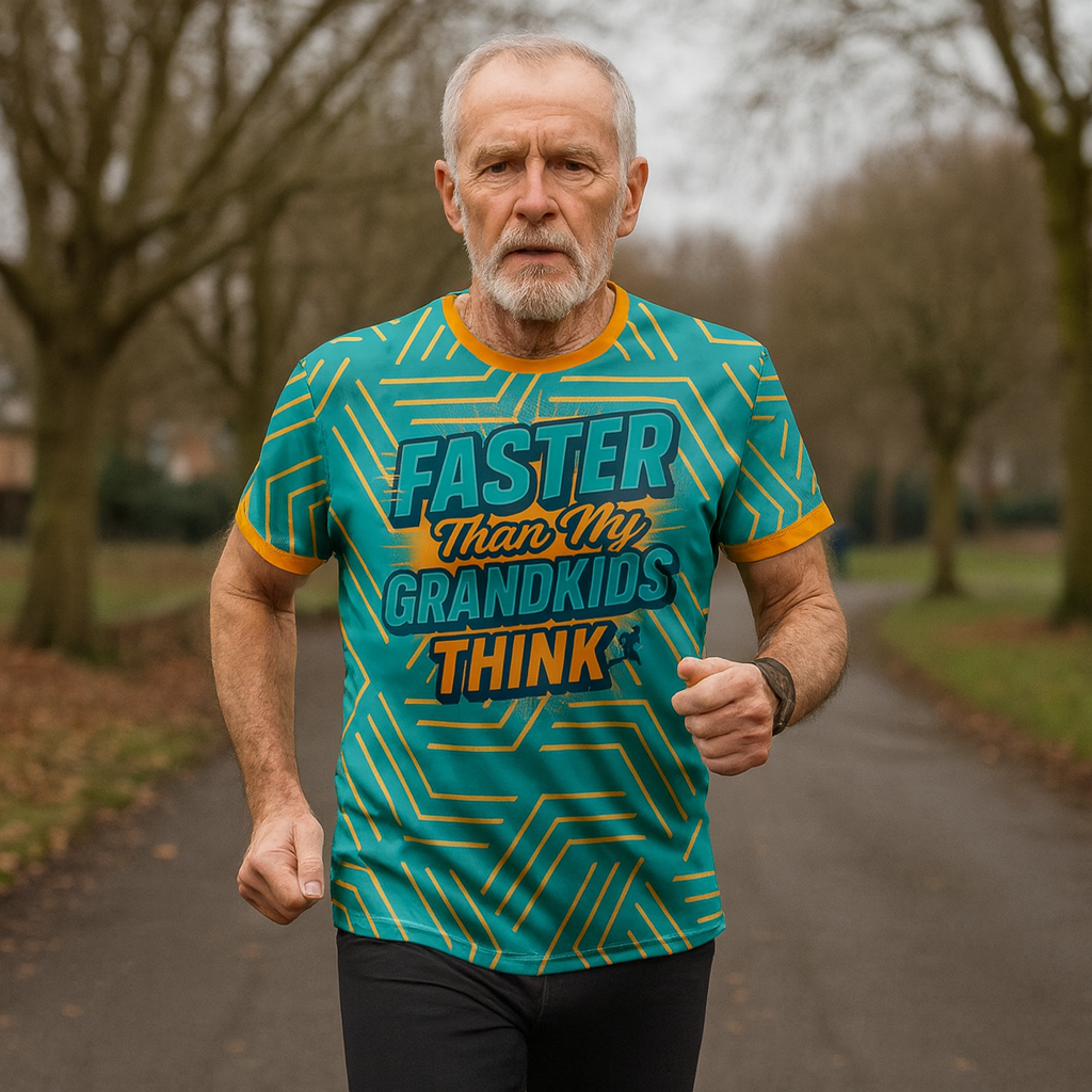 Faster Than Grandkids Funny Technical Running T-Shirt - Unisex