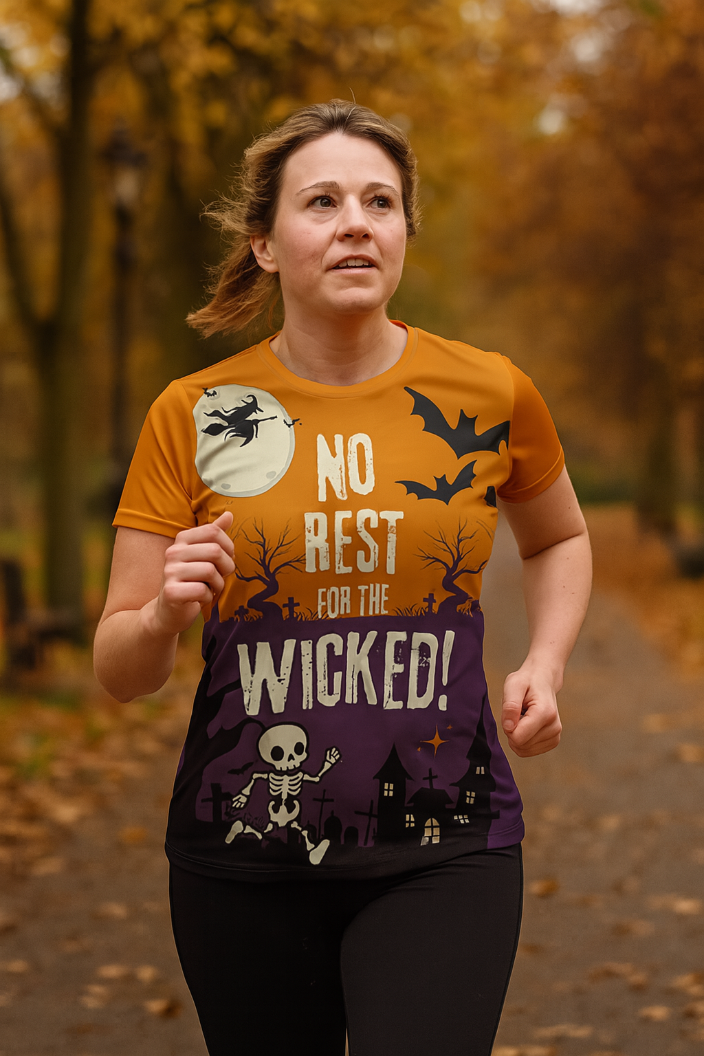 No Rest For The Wicked Halloween Technical Funny Running T-Shirt - Unisex
