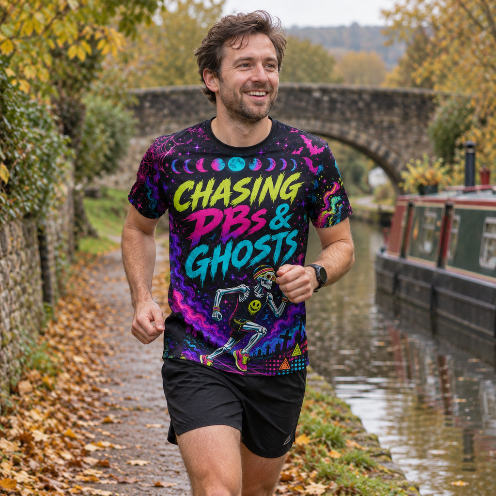 Chasing PB’s and Ghosts Halloween Funny Technical Running T-Shirt - Unisex