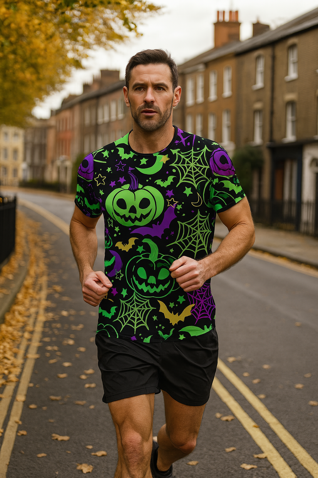 Jack-O-Glow Pumpkin Halloween Technical Running T-Shirt - Unisex