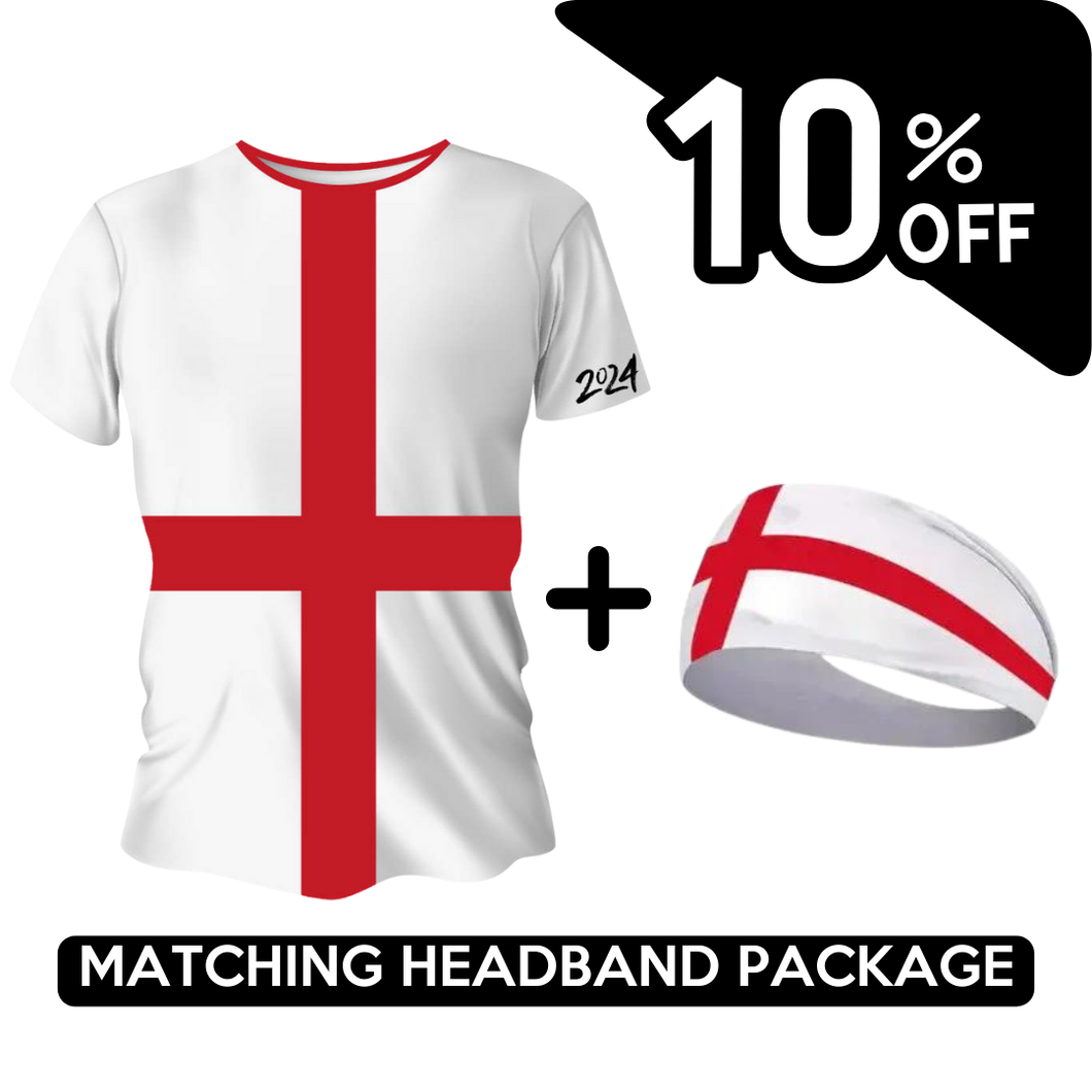 BUNDLE - England Football 2024 Running T-Shirt & Headband