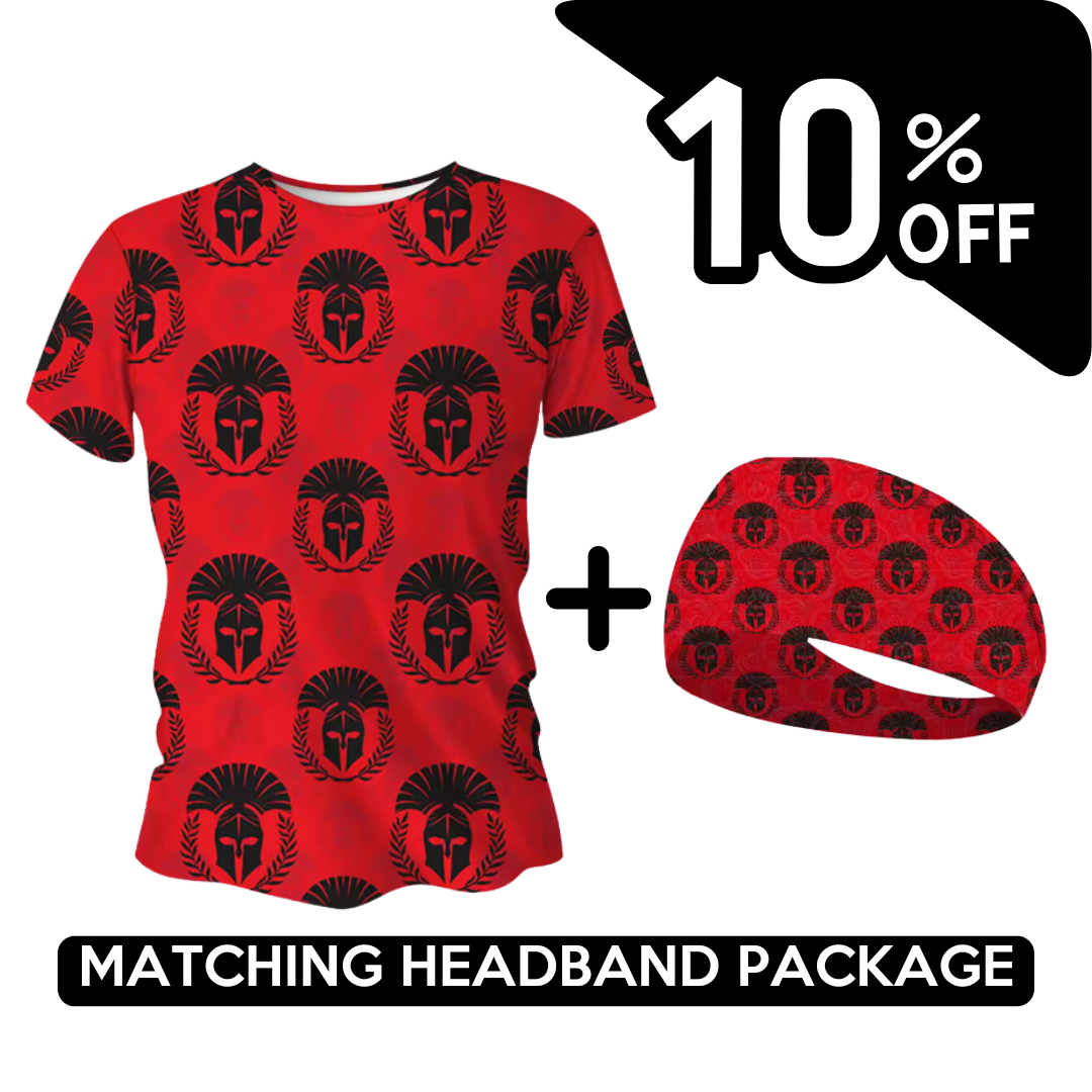 BUNDLE - Ancient Sparta Warrior Running T-Shirt & Headband