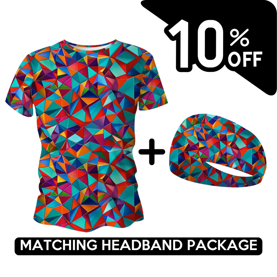 BUNDLE - Mosaic Funky Running T-Shirt & Headband