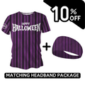 BUNDLE - Happy Halloween Stripes Running T-Shirt & Headband