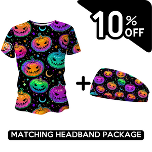 BUNDLE - Neon Pumpkin Halloween Running T-Shirt & Headband