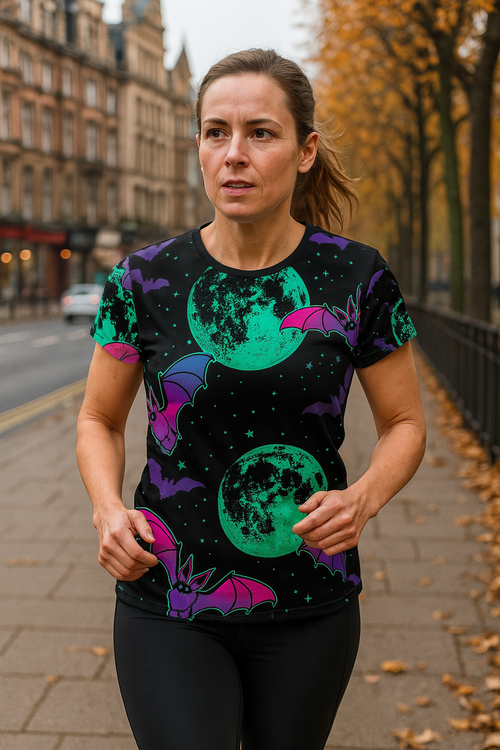 Bat Orbit Halloween Technical Running T-Shirt - Unisex