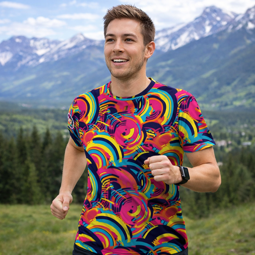 Bright Swirl Funky Technical Running T-Shirt - Unisex