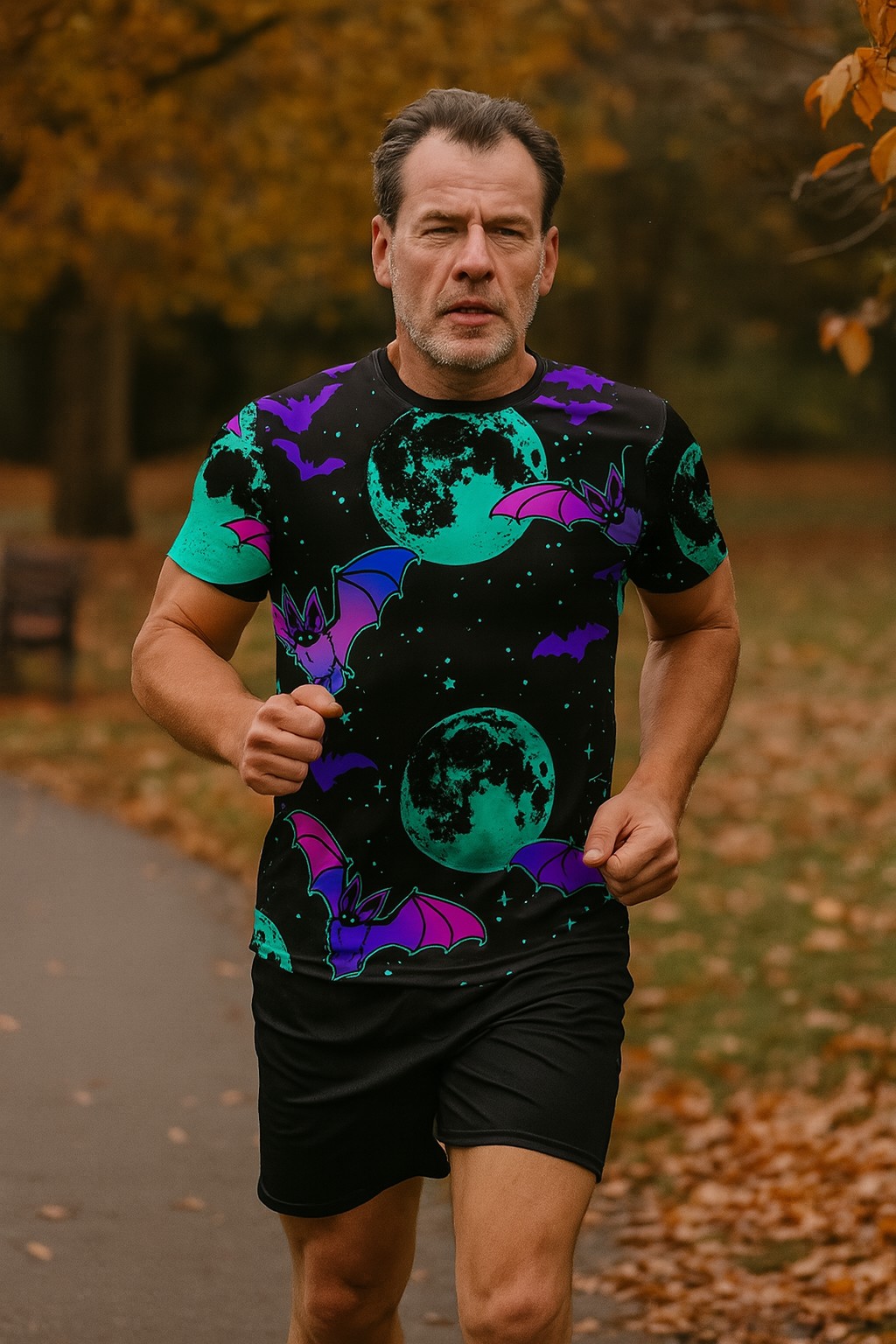 Bat Orbit Halloween Technical Running T-Shirt - Unisex