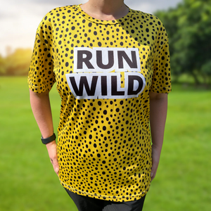 Run Wild Leopard Print Funky Technical Running T-Shirt - Unisex