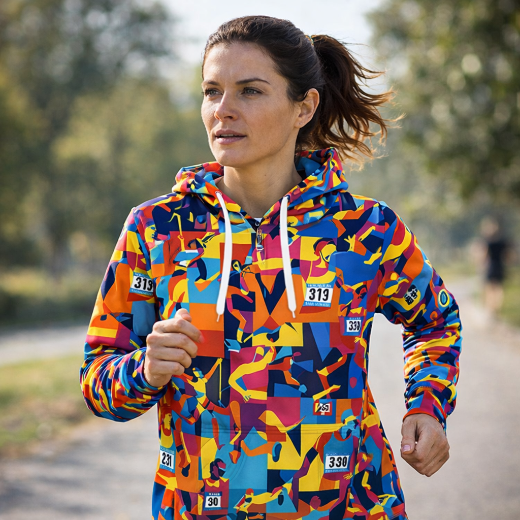 Marathon Pop Art Funky Technical Sports Running Hoodie - Unisex