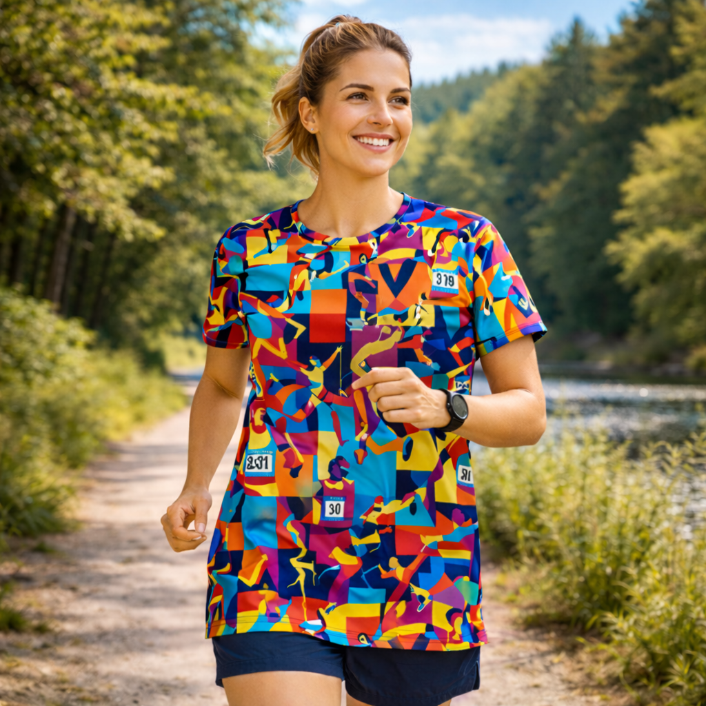 Marathon Pop Art Funky Technical Running T-Shirt - Unisex