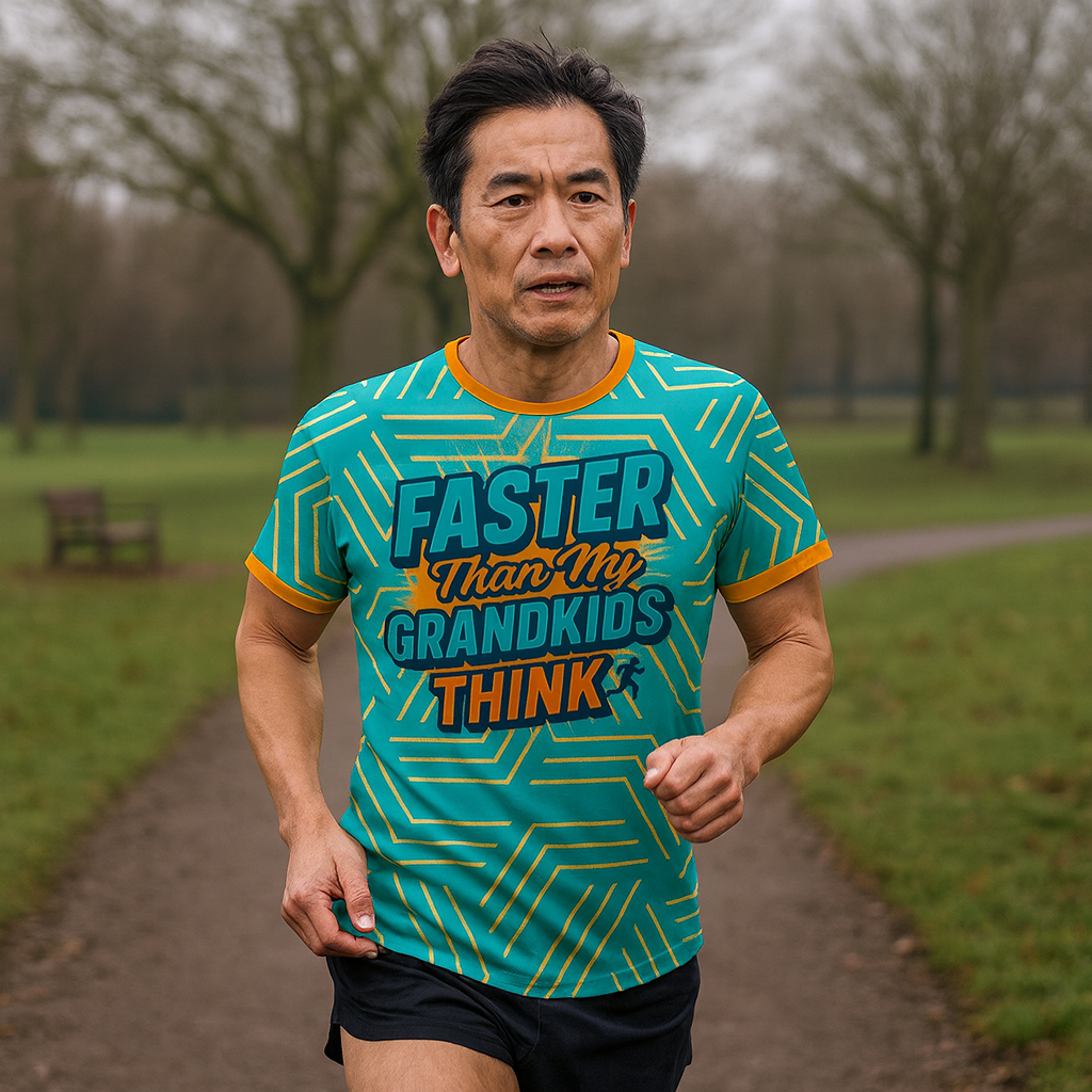 Faster Than Grandkids Funny Technical Running T-Shirt - Unisex